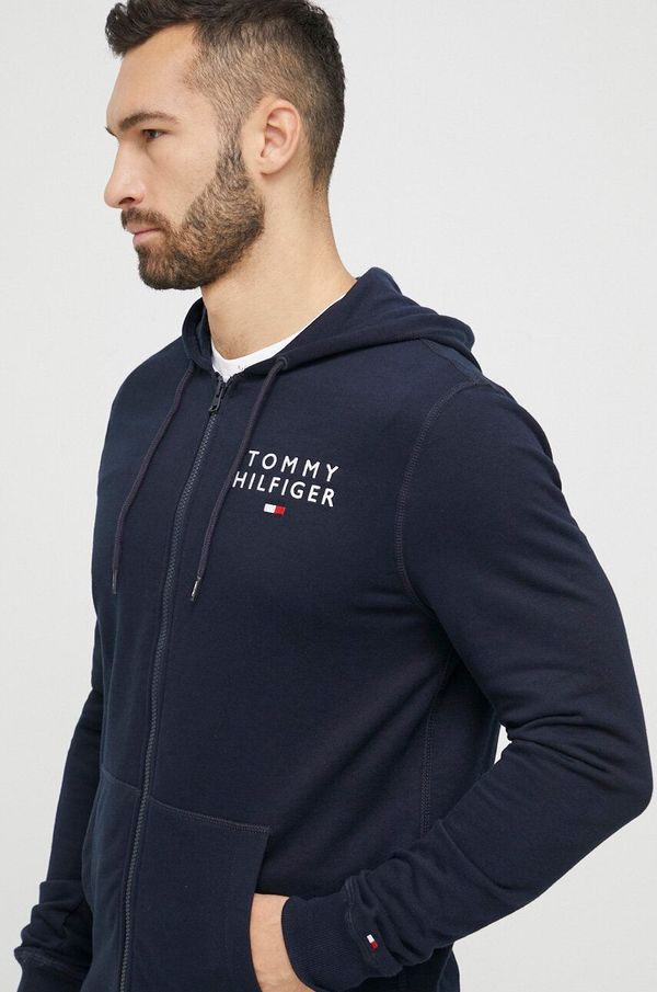 Tommy Hilfiger Pulover lounge Tommy Hilfiger mornarsko modra barva, s kapuco