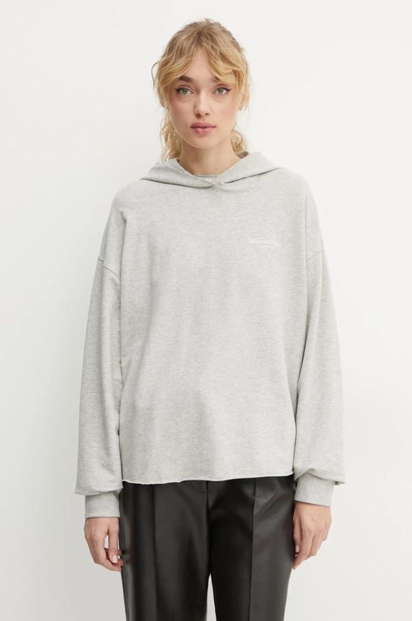 Marc O'Polo Pulover Marc O'Polo ženski, siva barva, s kapuco, 500202954027