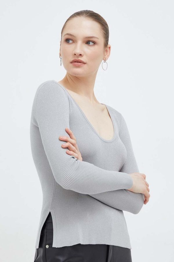 Max Mara Leisure Pulover Max Mara Leisure ženski, srebrna barva