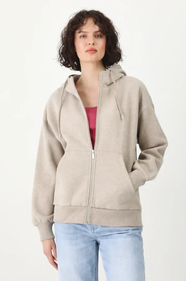 Medicine Pulover Medicine ženska, bež barva, s kapuco