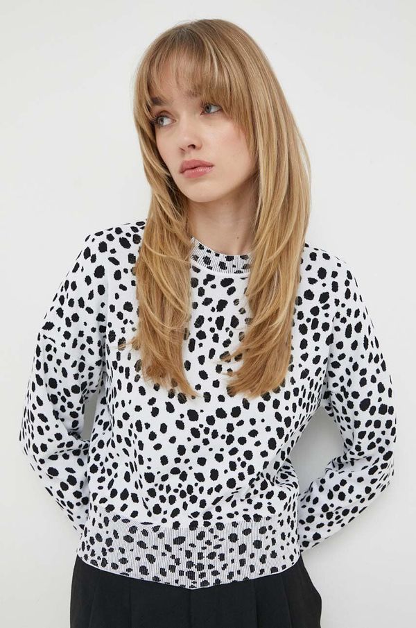 Moschino Jeans Pulover Moschino Jeans ženski, bela barva