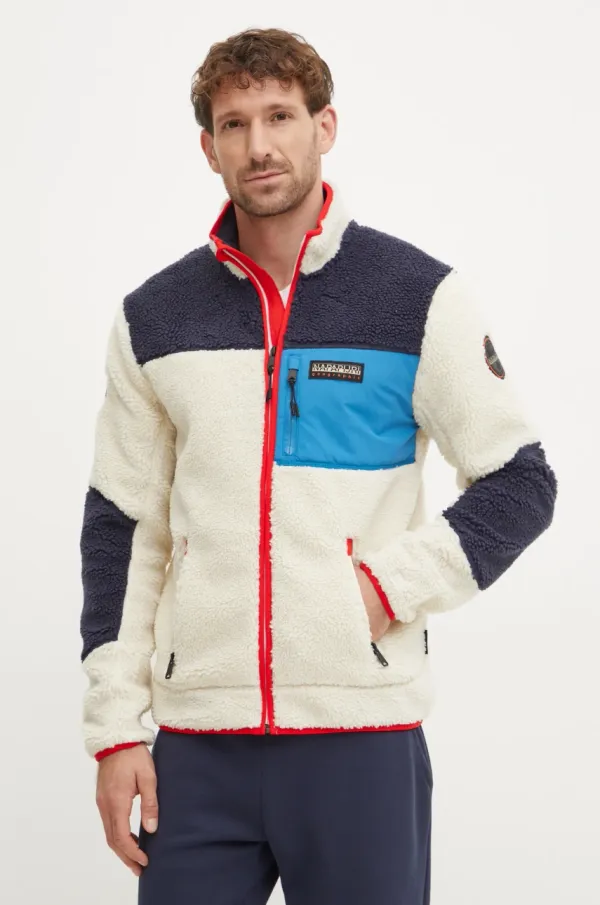 Napapijri Pulover Napapijri Yupik Fz 3 moški, bež barva, NP0A4GNTN1J1