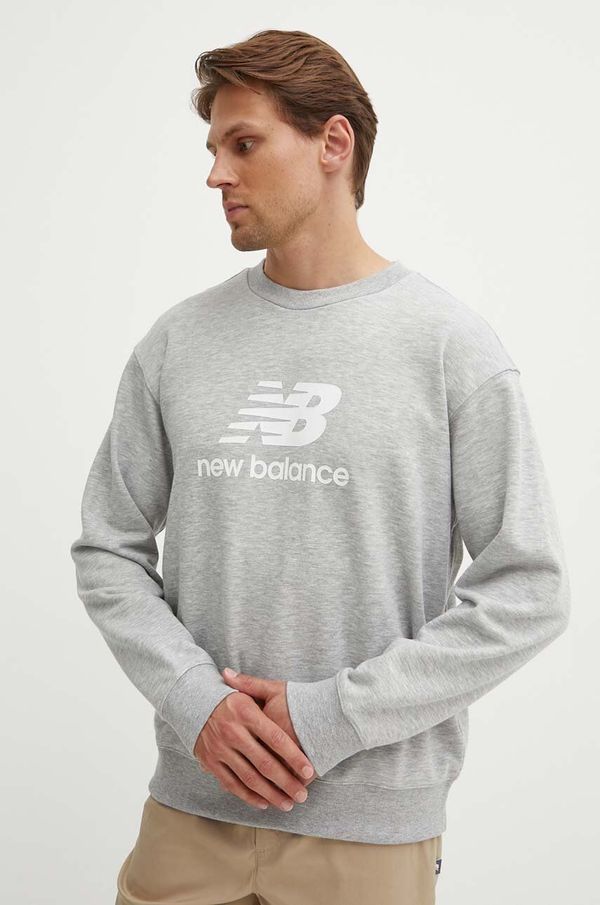 New Balance Pulover New Balance French Terry Crew moški, siva barva, MT41500AG