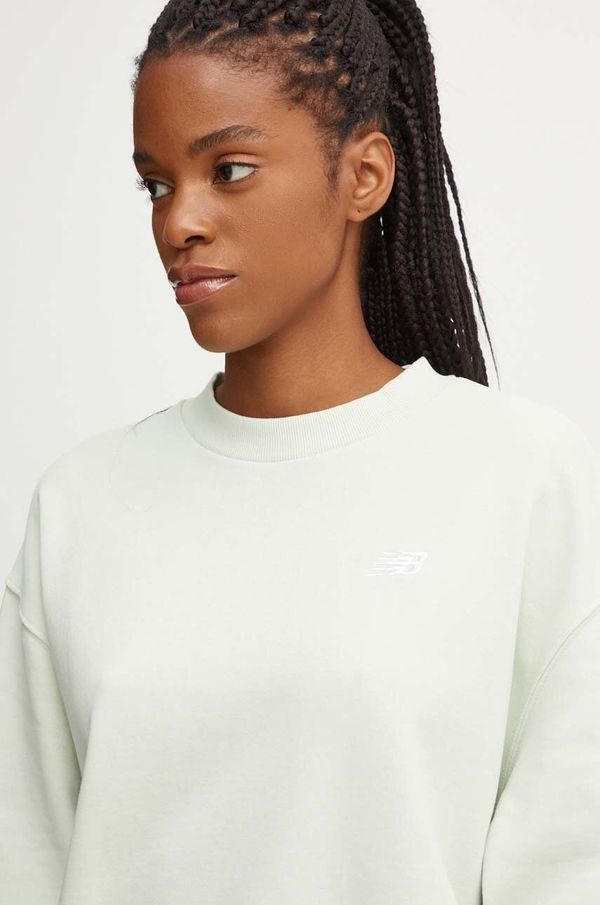 New Balance Pulover New Balance ženski, zelena barva, WT41508NUM