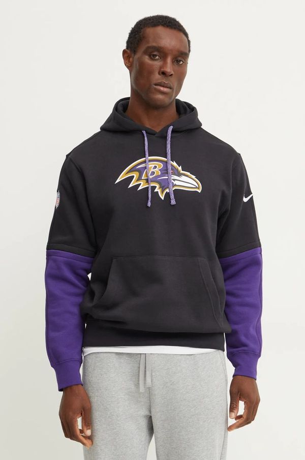 Nike Pulover Nike Baltimore Ravens moški, črna barva, s kapuco, 02F2-049Y-8G-87G