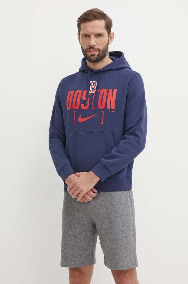 Nike Pulover Nike Boston Red Sox moški, mornarsko modra barva, s kapuco