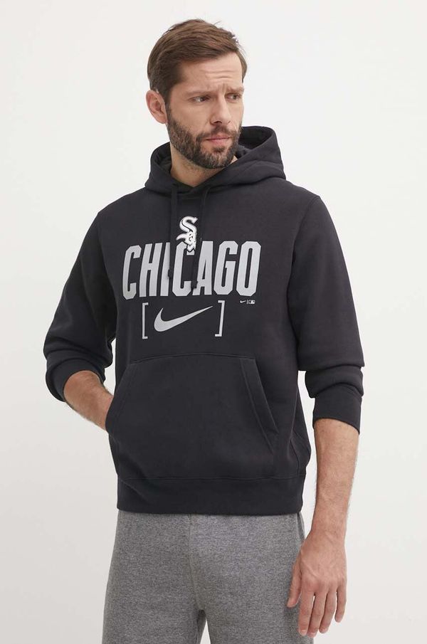 Nike Pulover Nike Chicago White Sox moški, črna barva, s kapuco