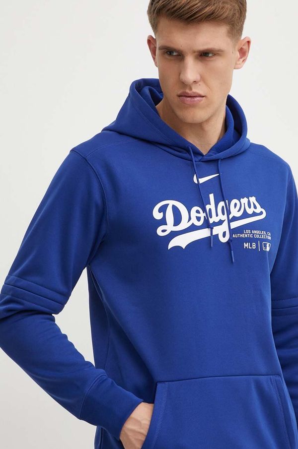 Nike Pulover Nike Los Angeles Dodgers moški, vijolična barva, s kapuco