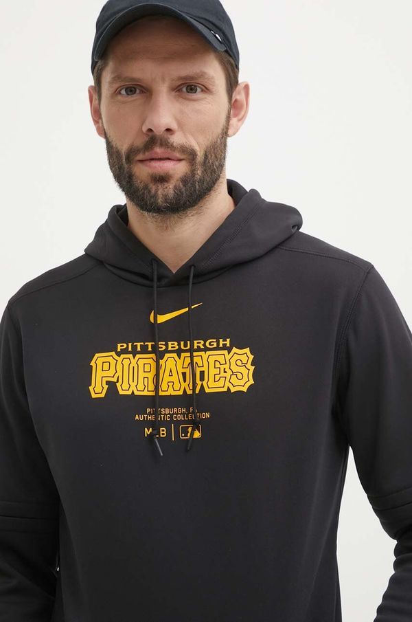 Nike Pulover Nike Pittsburgh Pirates moški, črna barva, s kapuco