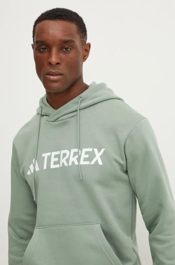adidas TERREX Pulover od trenirke adidas TERREX zelena barva, s kapuco, JH3275