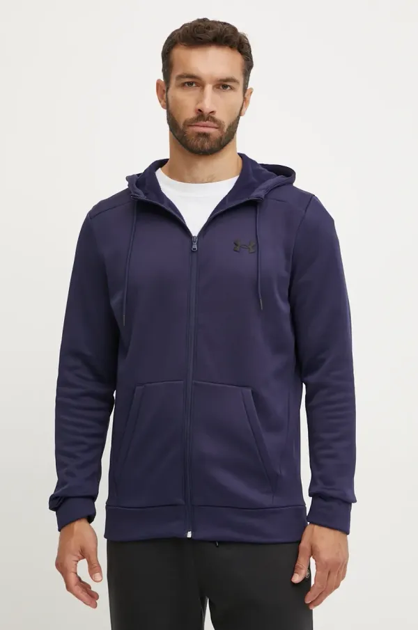 Under Armour Pulover od trenirke Under Armour mornarsko modra barva, s kapuco