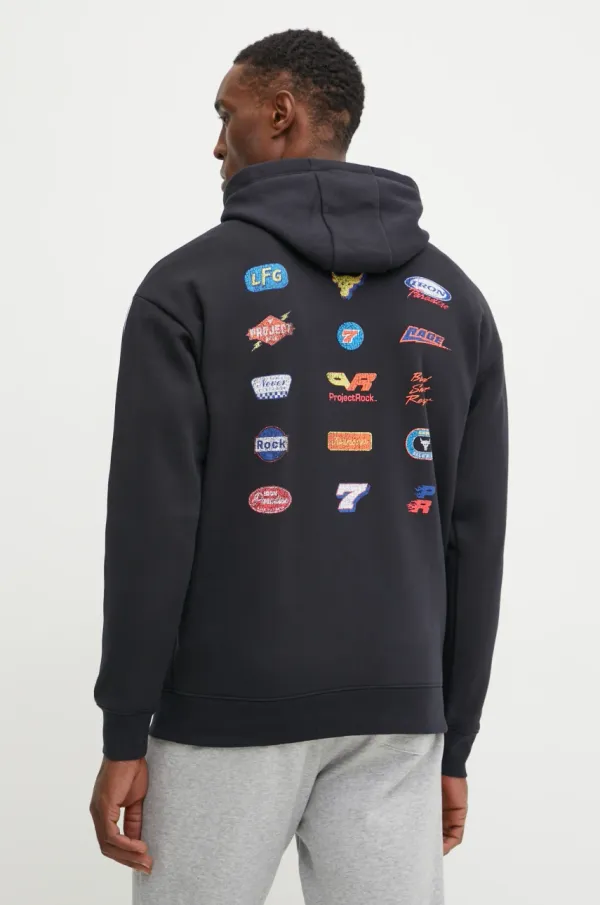 Under Armour Pulover od trenirke Under Armour Project Rock črna barva, s kapuco, 1389916