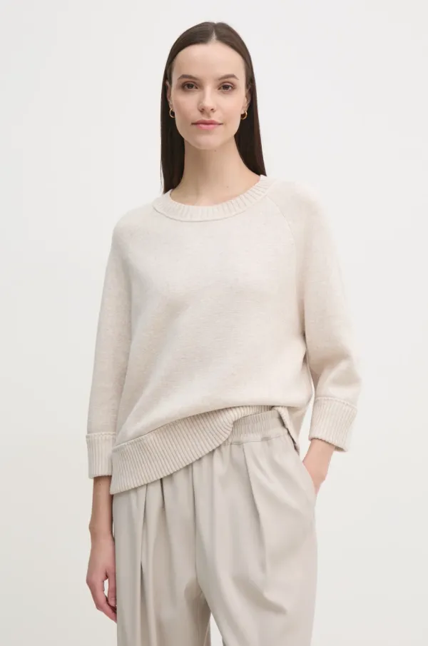 OUI Pulover OUI ženski, bež barva, 90800