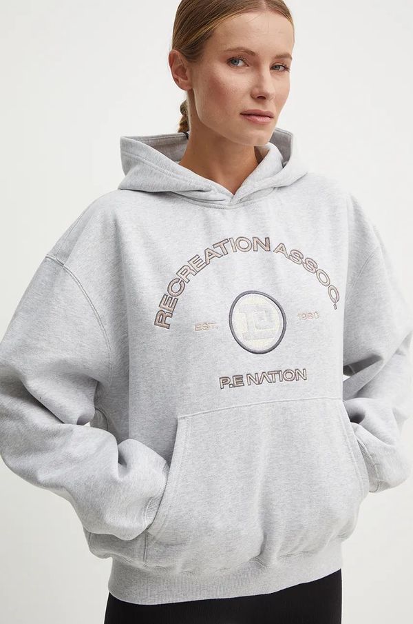 P.E Nation Pulover P.E Nation Outfield Hoodie ženski, siva barva, s kapuco, 243H396