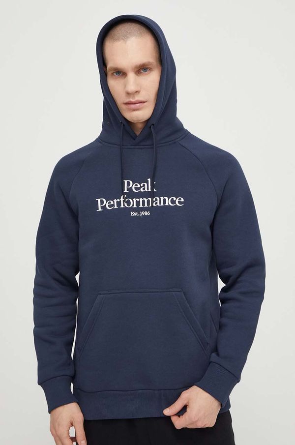 Peak Performance Pulover Peak Performance moška, mornarsko modra barva, s kapuco
