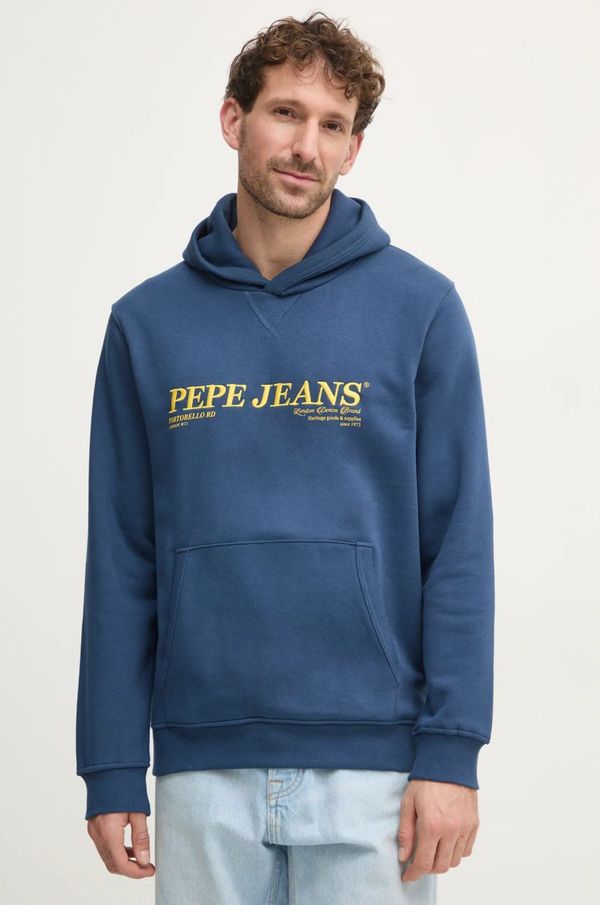 Pepe Jeans Pulover Pepe Jeans DYLAN HOODIE moški, mornarsko modra barva, s kapuco, PM582755