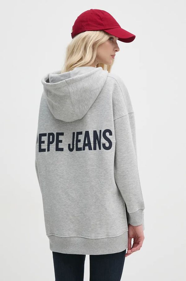 Pepe Jeans Pulover Pepe Jeans FERGIE ženski, siva barva, s kapuco, PL581455