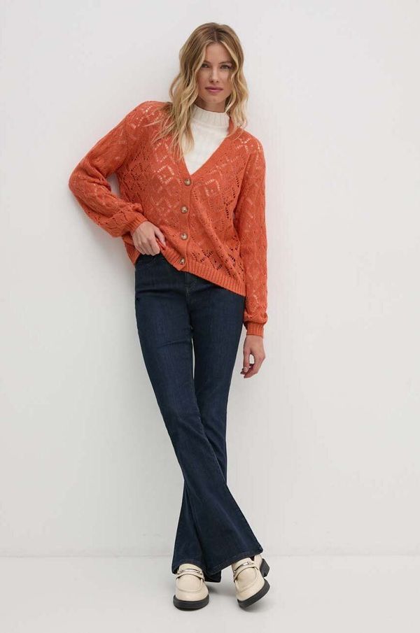 Pepe Jeans Pulover Pepe Jeans HAILEY CARDIGAN ženski, oranžna barva, PL702218