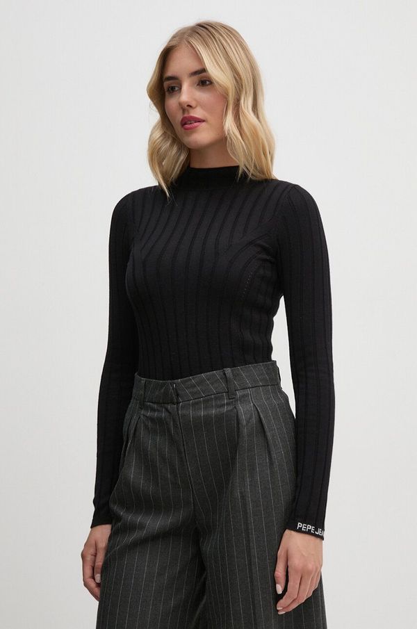 Pepe Jeans Pulover Pepe Jeans IZABEL TURTLENECK ženski, črna barva, PL702224