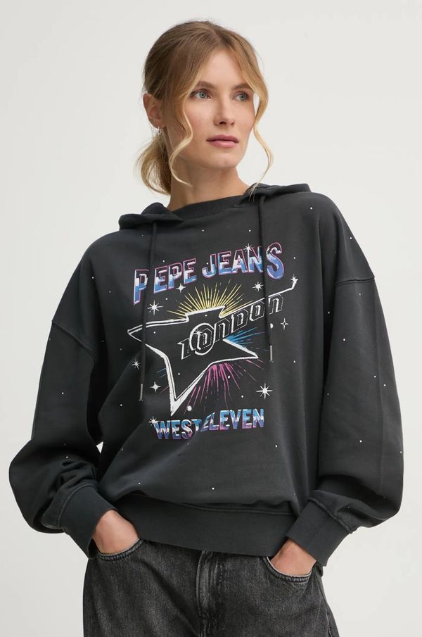 Pepe Jeans Pulover Pepe Jeans LILIAN ženski, siva barva, s kapuco, PL581469