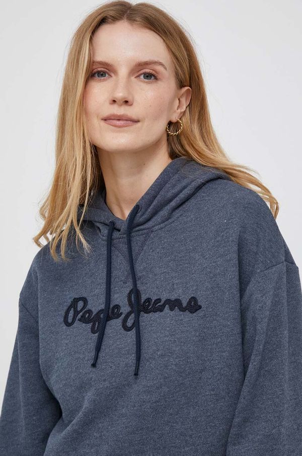 Pepe Jeans Pulover Pepe Jeans Nanette ženski, mornarsko modra barva, s kapuco