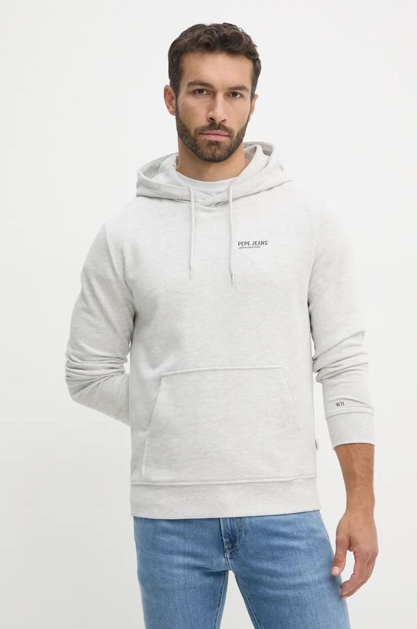 Pepe Jeans Pulover Pepe Jeans SAM HOODIE moški, siva barva, s kapuco, PM582700