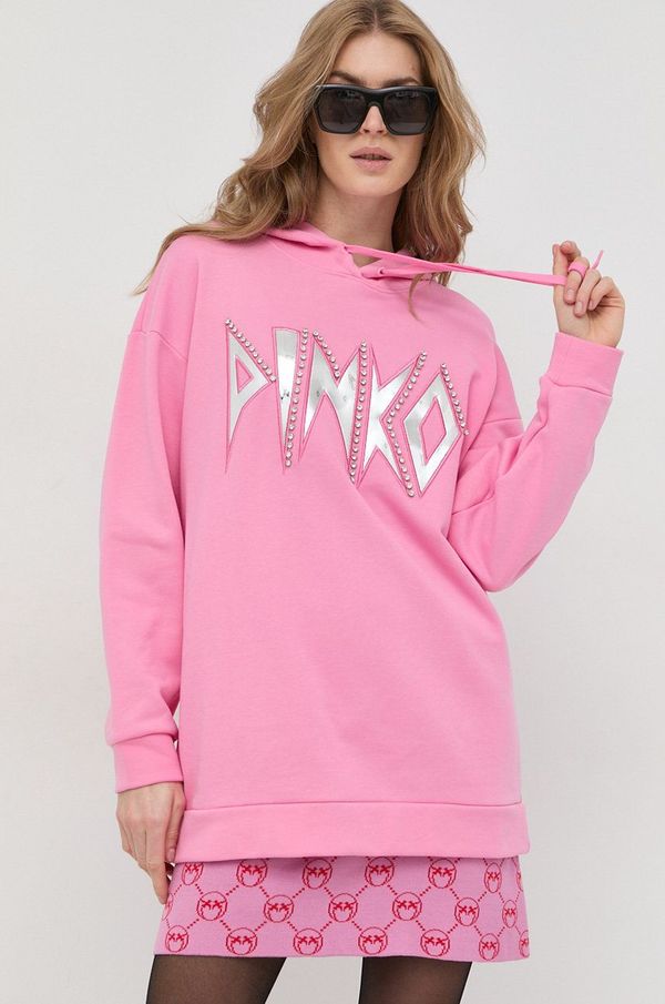 Pinko Pulover Pinko ženska, roza barva, s kapuco