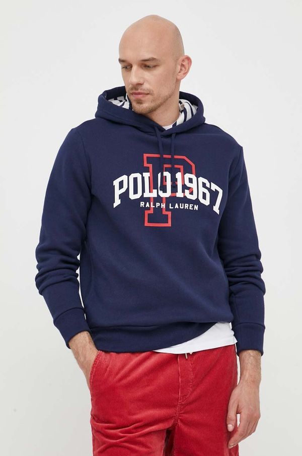 Polo Ralph Lauren Pulover Polo Ralph Lauren moška, mornarsko modra barva, s kapuco