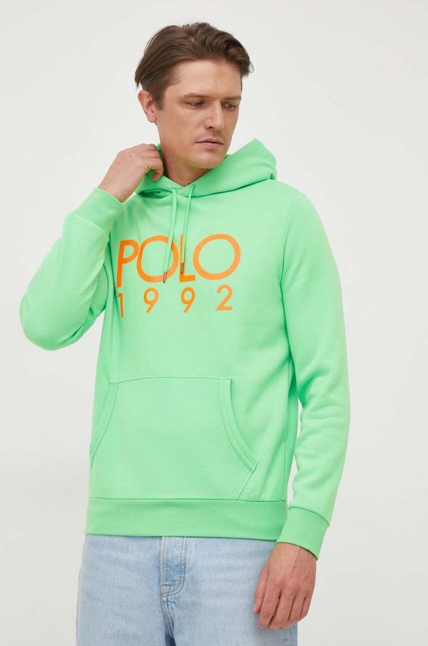 Polo Ralph Lauren Pulover Polo Ralph Lauren moška, zelena barva, s kapuco