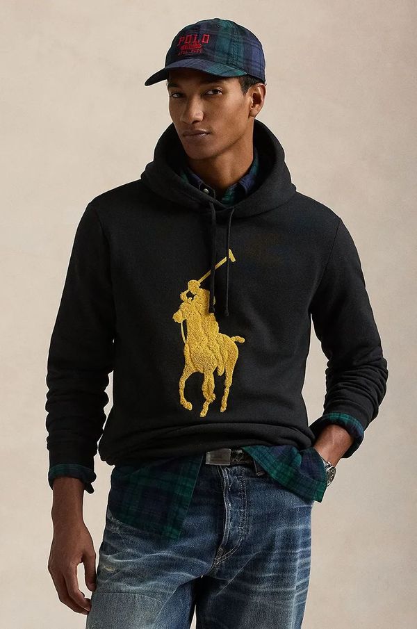 Polo Ralph Lauren Pulover Polo Ralph Lauren moški, črna barva, s kapuco, 710952241