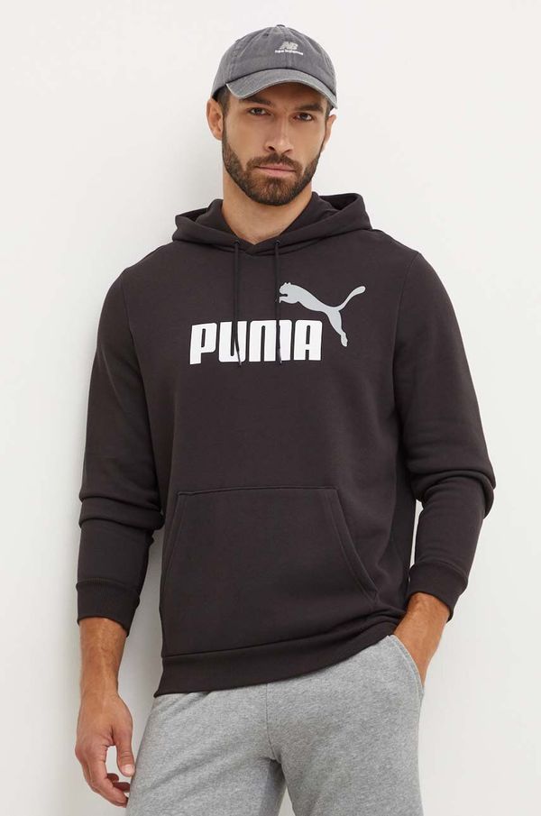 Puma Pulover Puma moška, črna barva, s kapuco