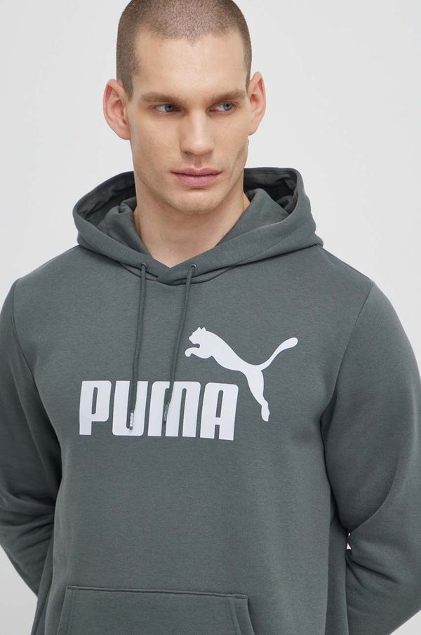 Puma Pulover Puma moška, siva barva, s kapuco