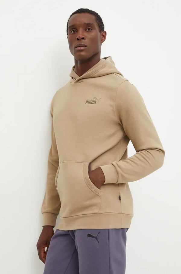 Puma Pulover Puma moški, bež barva, s kapuco, 681889