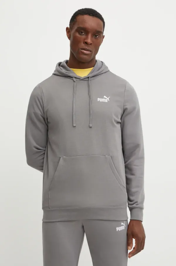 Puma Pulover Puma moški, siva barva, s kapuco, 682577