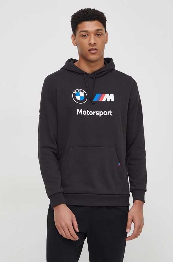 Puma Pulover Puma x BMW Motorsport moški, črna barva, s kapuco
