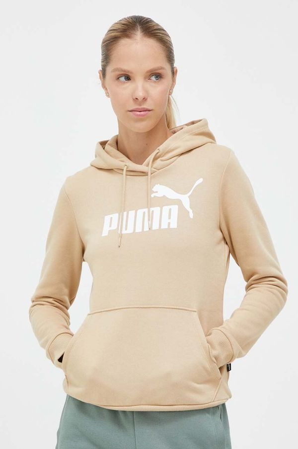 Puma Pulover Puma ženska, bež barva, s kapuco