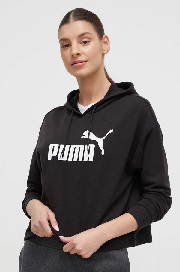 Puma Pulover Puma ženska, črna barva, s kapuco