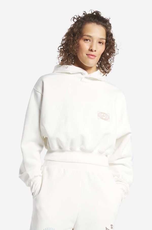 Reebok Classic Pulover Reebok Classic Good Vibes Hoodie ženski, bela barva, s kapuco