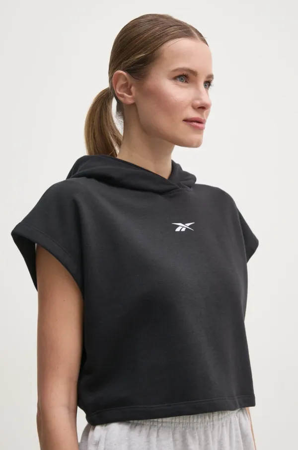 Reebok Classic Pulover Reebok Classic ženski, črna barva, s kapuco, 100214177