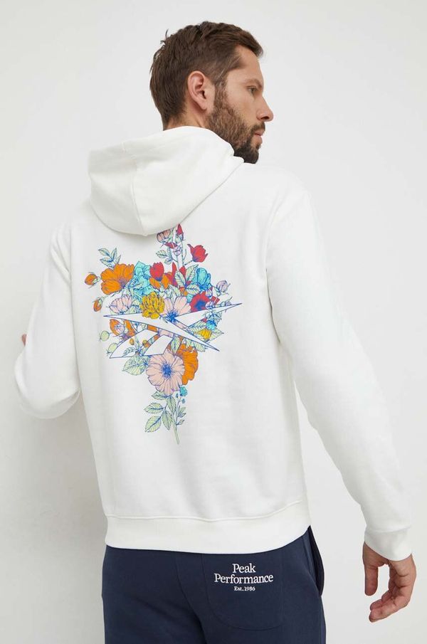 Reebok Pulover Reebok moška, bela barva, s kapuco