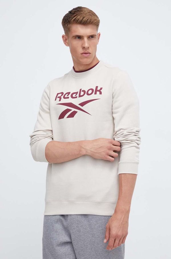 Reebok Pulover Reebok moška, bež barva