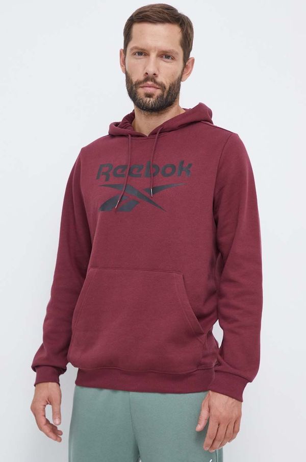 Reebok Pulover Reebok moška, bordo barva, s kapuco