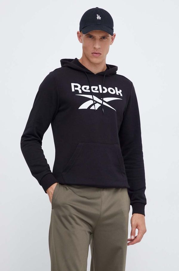 Reebok Pulover Reebok moška, črna barva, s kapuco