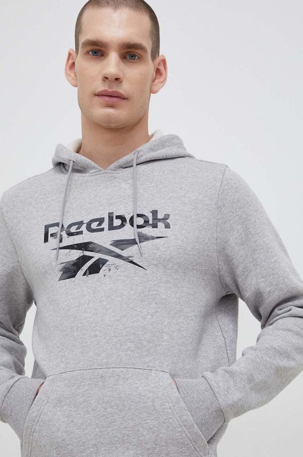 Reebok Pulover Reebok moška, siva barva, s kapuco