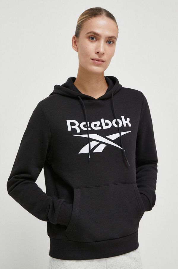 Reebok Pulover Reebok ženska, črna barva, s kapuco