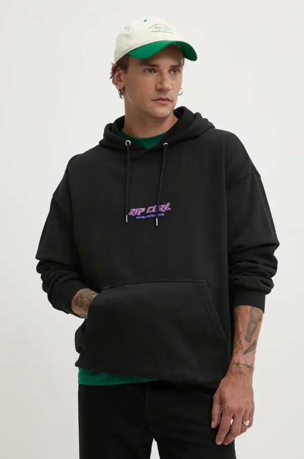 Rip Curl Pulover Rip Curl QUEST moški, črna barva, s kapuco, 06UMFL