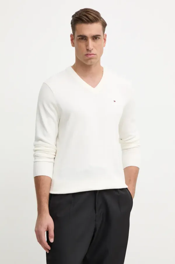 Tommy Hilfiger Pulover s primesjo kašmirja Tommy Hilfiger bež barva