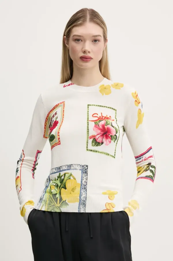 Desigual Pulover s primesjo lanu Desigual TAMPERE ženski, bež barva, 25SWJF32