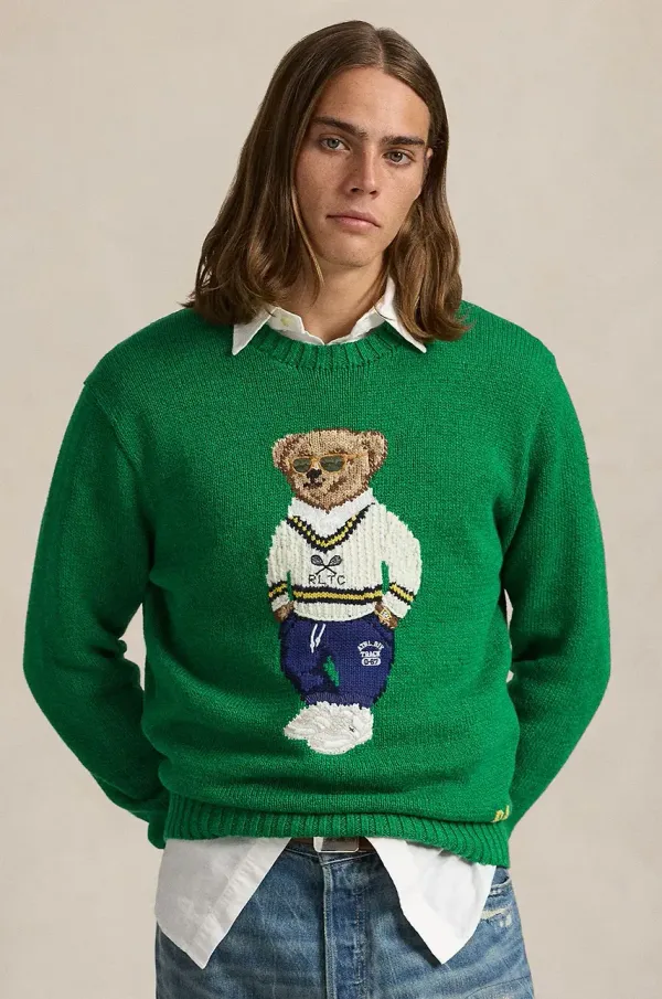 Polo Ralph Lauren Pulover s primesjo lanu Polo Ralph Lauren zelena barva, 710961155