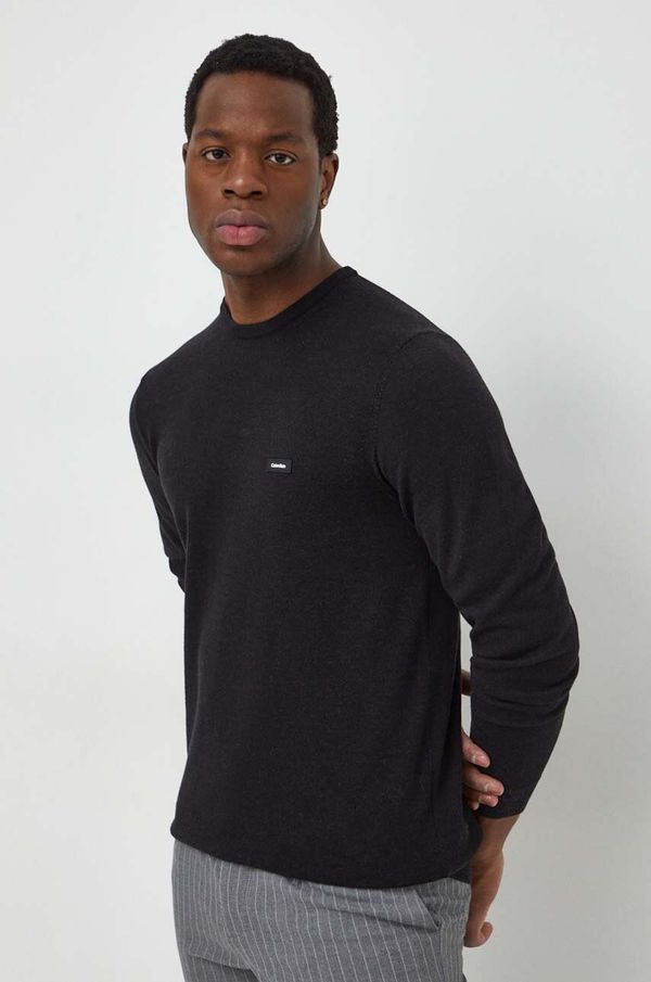 Calvin Klein Pulover s primesjo svile Calvin Klein črna barva